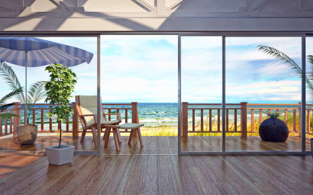 3D rendering large luxury modern bright interiors